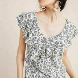Anthropologie Dolan Leopard RuffleTop